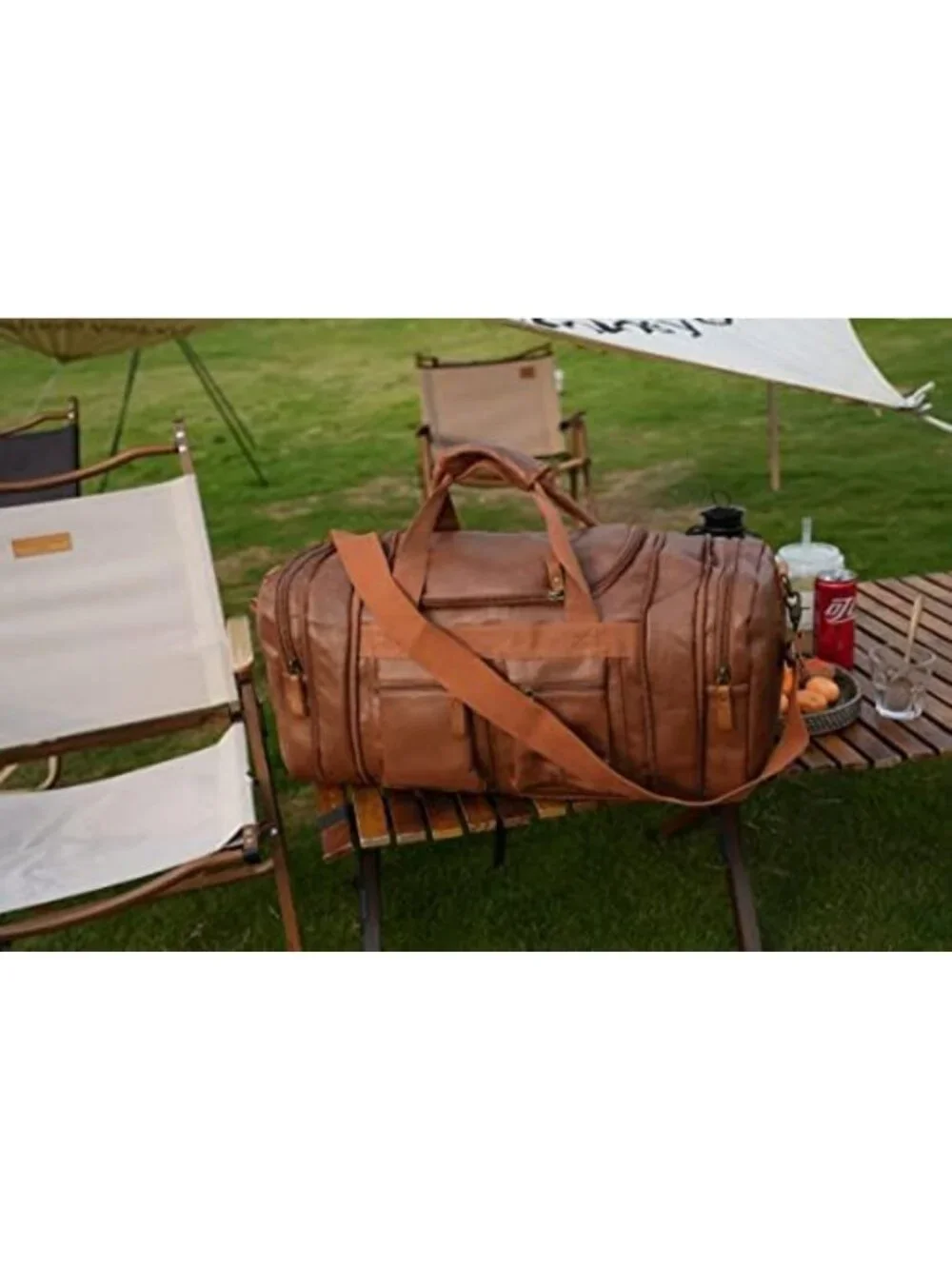 Vegan Leather Weekender Duffel Bag - Stylish Travel Carry-On for Men & Women